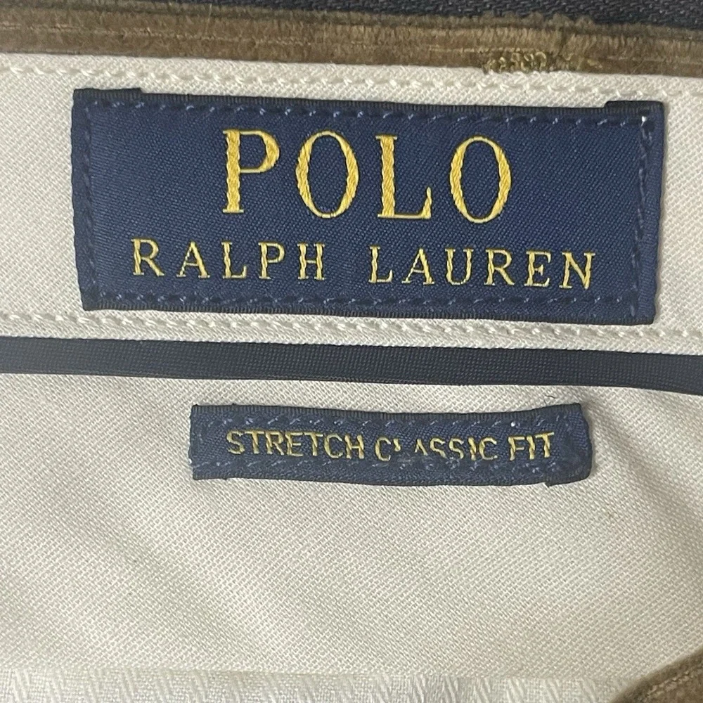 Polo Ralph Lauren Corduroy Chino Pants Mens 34x34 Flat Front Stretch Classic Fit